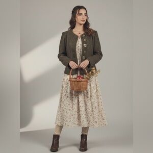 Green Gray Virgin Wool Tweed Jacket 42 Dark Academia Gorpcore Alpine